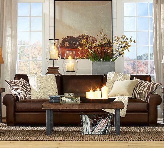 Brown Furniture Living Room Decor Lovely Turner Leather sofa Pottery Barn Google Search