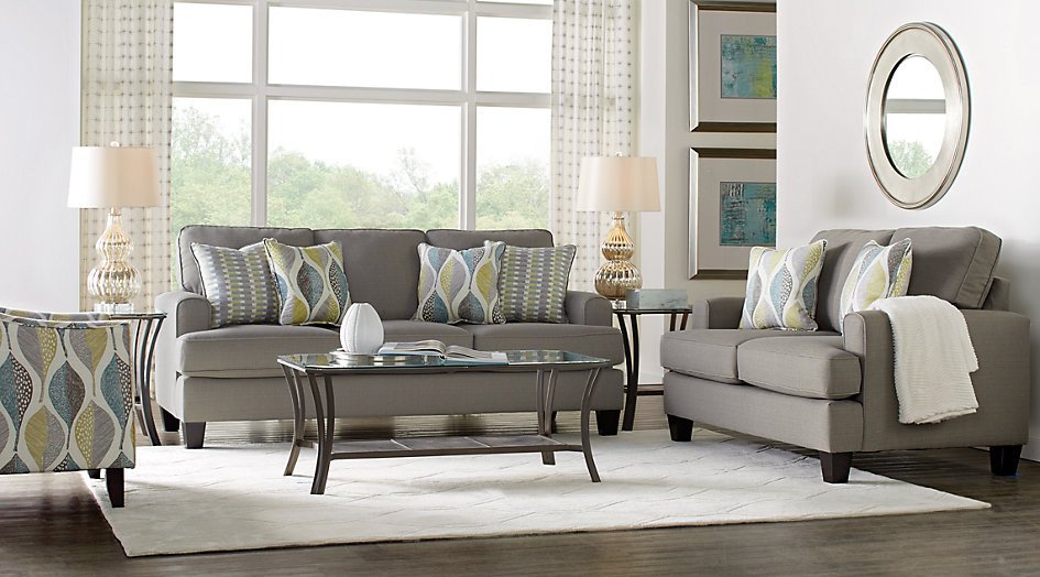 Grey sofa Living Room Decor Inspirational Cypress Gardens Gray 7 Pc Living Room Living Room Sets