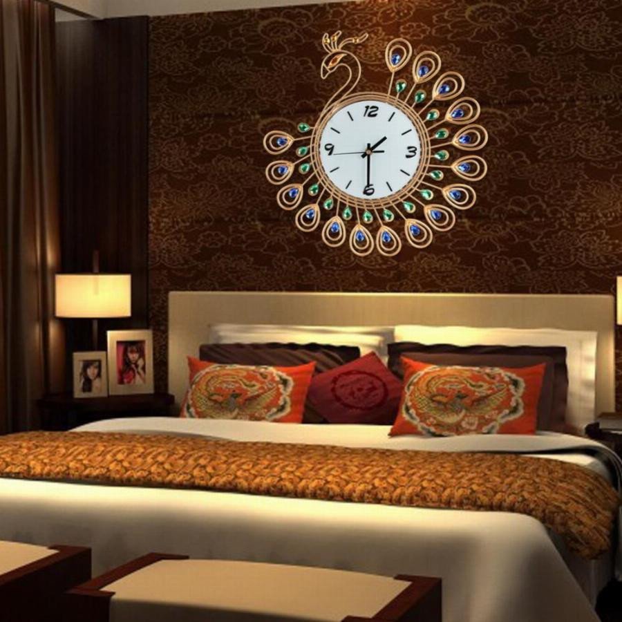 Large Living Room Wall Decor Inspirational Cu3 Luxury Diamond Peacock Wall Clocks Metal Living