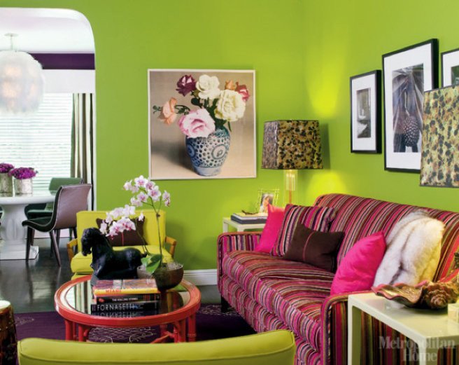 Lime Green Living Room Decor Beautiful In A Modern Meets Retro Living Room Lime Green Walls Mix