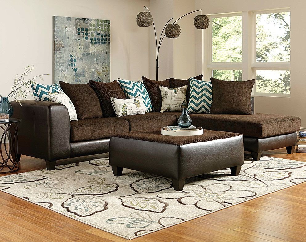 Living Room Decor with Sectional Luxury Brown Wrap Around Couch