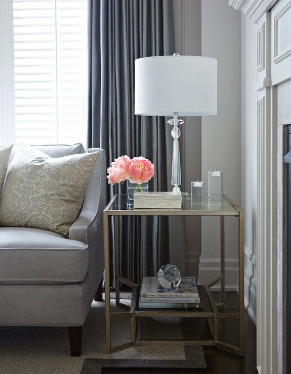 Living Room Side Table Decor Elegant Brass and Glass End Table Transitional Living Room