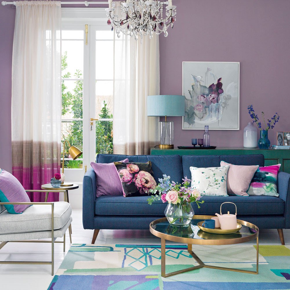 Purple Wall Decor Living Room Elegant Purple Living Room Ideas