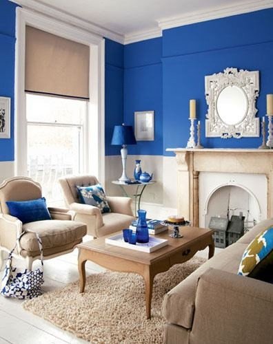 Royal Blue Living Room Decor Fresh Royal Blue Tan &amp; White Living Room