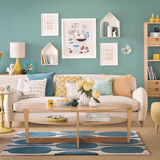 Teal Decor for Living Room Elegant Teal Blue and Oak Living Room Decorating