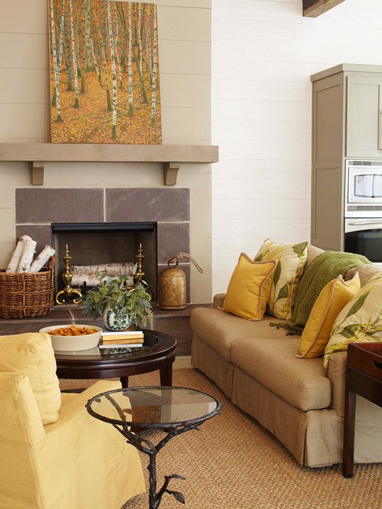 Yellow Decor for Living Room Unique theme Design 11 Living Room Fireplace Design Ideas