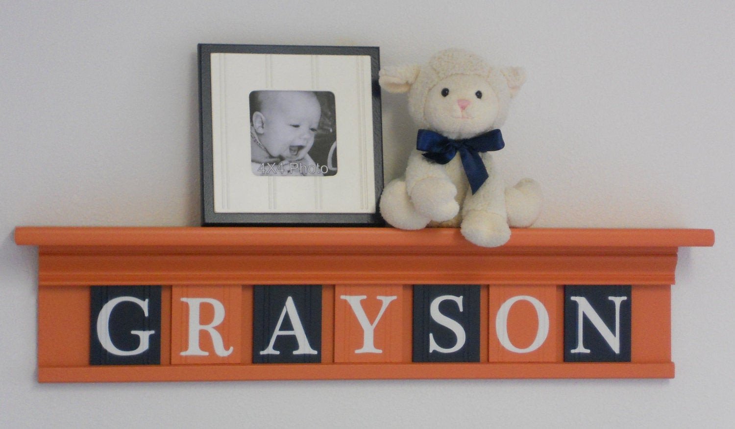 Baby Boy Nursery Wall Decor Fresh orange and Navy Baby Boy Nursery Wall Decor Custom Name