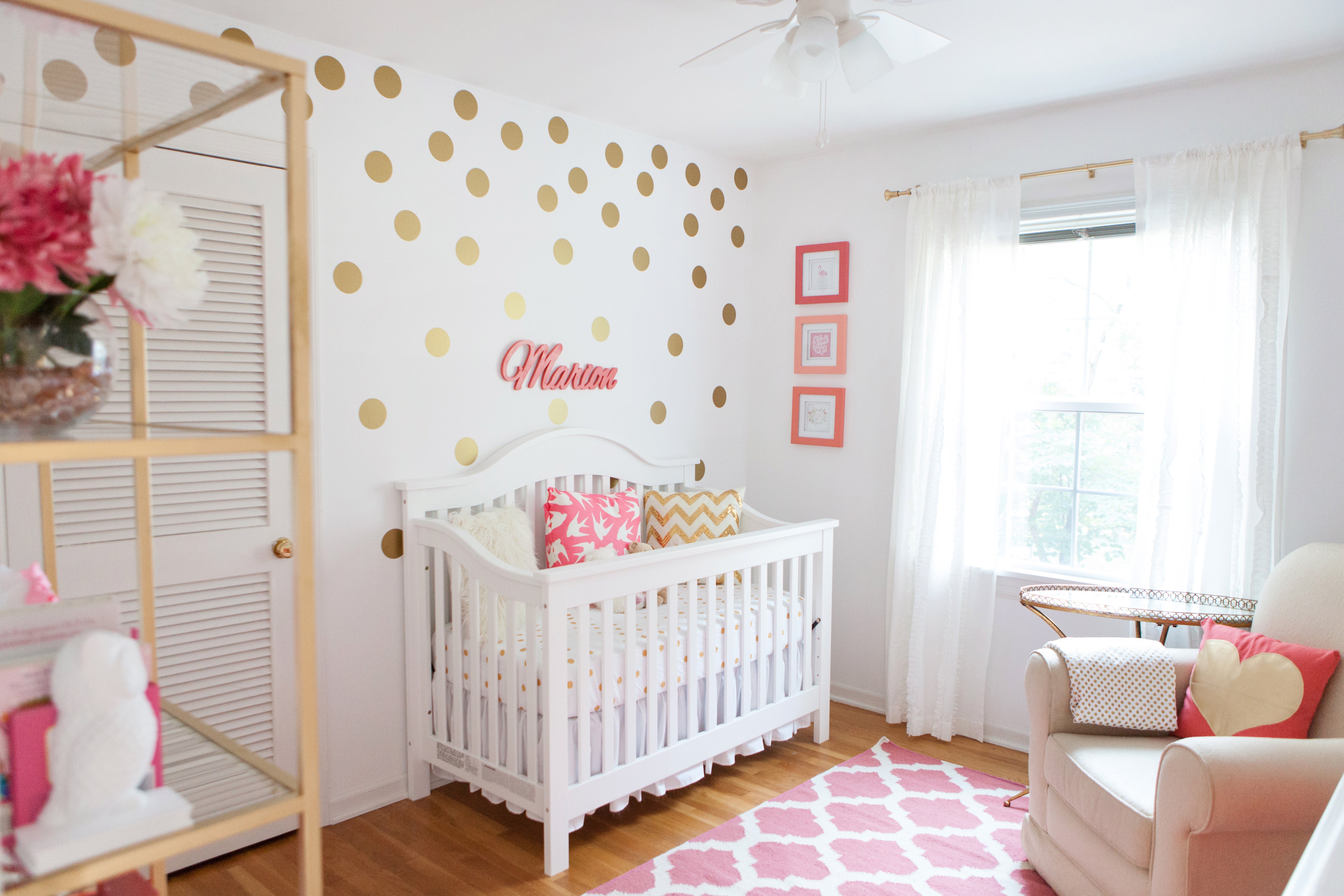 Marion s Coral and Gold Polka Dot Nursery Project Nursery