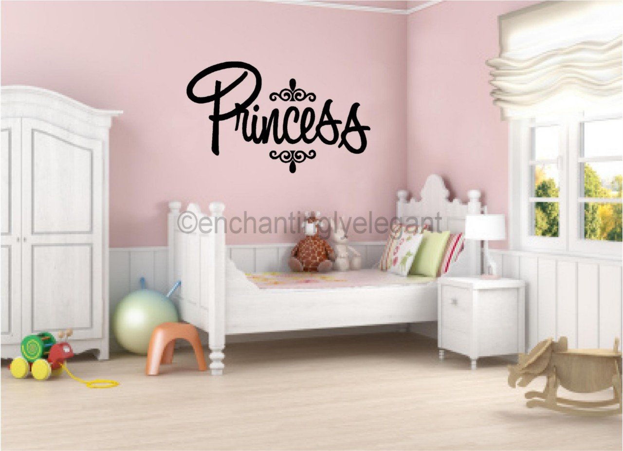 Baby Girl Room Wall Decor Beautiful Princess Vinyl Decal Wall Sticker Words Lettering Nursery Baby Girl Room Decor