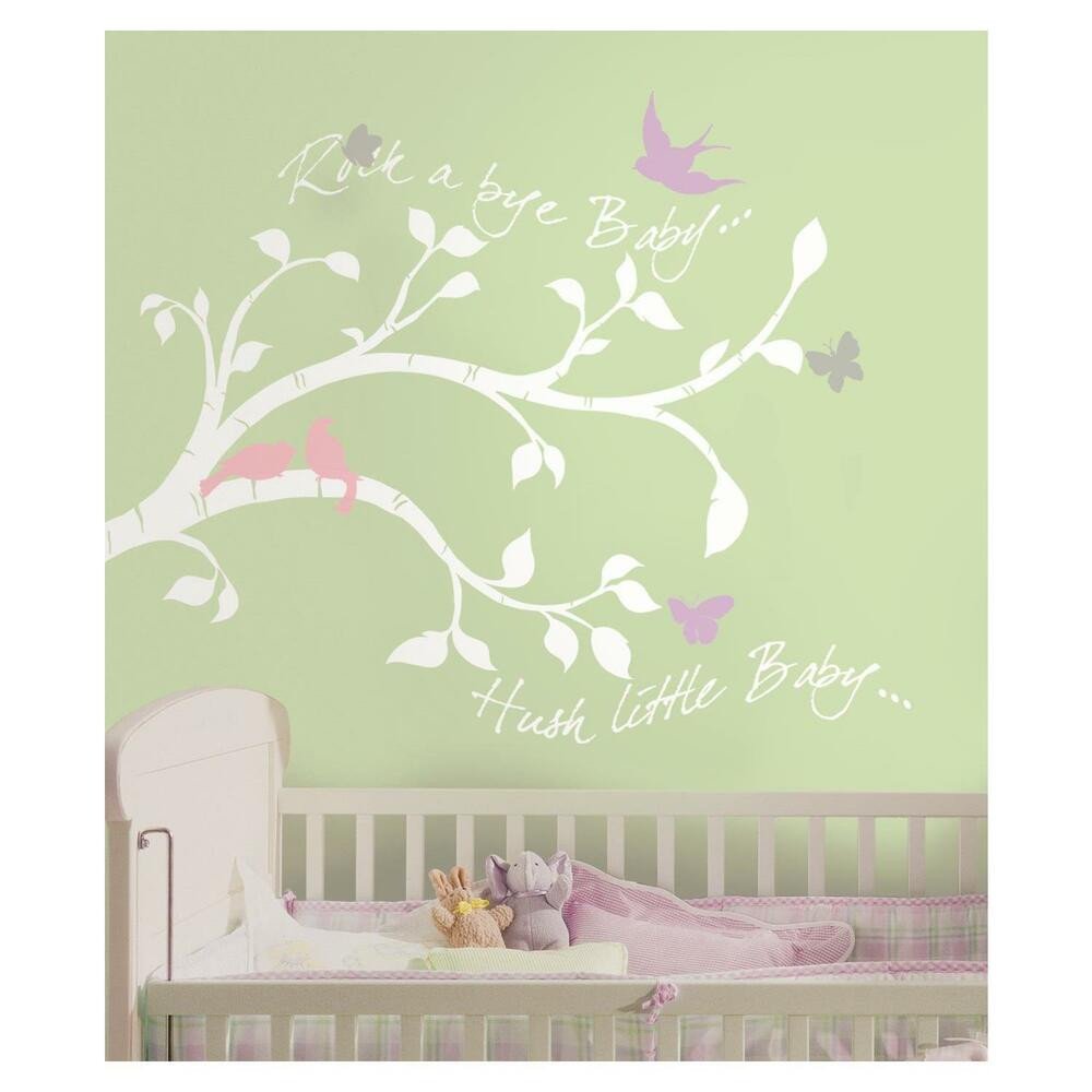 Baby Girl Room Wall Decor Luxury White Tree Branches Wall Decals Girl or Boy Nursery Stickers Baby Room Decor