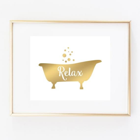 Bathroom Wall Art and Decor Best Of Bathtub Art Print Bathroom Wall Decor Relax Art Faux Gold