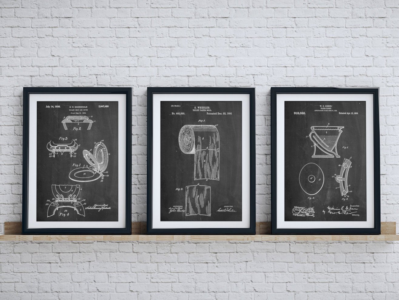 Bathroom Wall Art and Decor Unique Bathroom Art Patent Posters Group Of 3 Bathroom Wall Decor