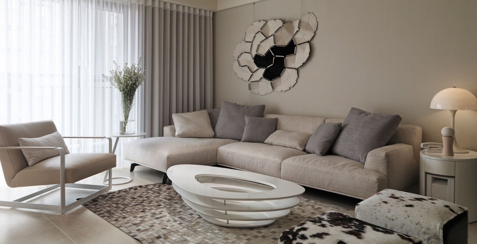 Beige Modern Living Room Decorating Ideas Elegant Neutral Contemporary Apartment by W C H Design Studio