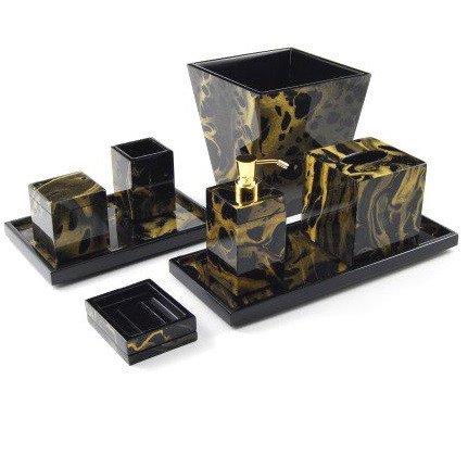 Black and Gold Bathroom Decor New Black Bathroom Black Bath Set Black Bath Sets Black Bathroom Accessories