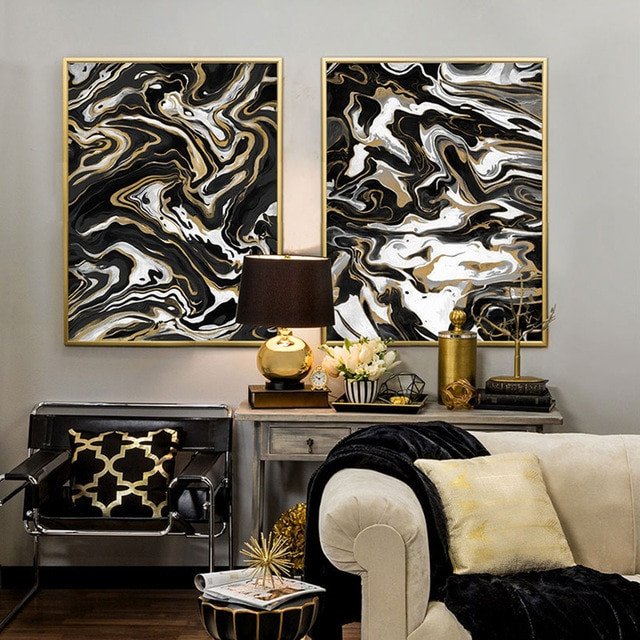 Black and Gold Home Decor Unique Black and White Gold nordic Poster Modern Home Decor Wall Canvas Art Abstract Print Pictures for