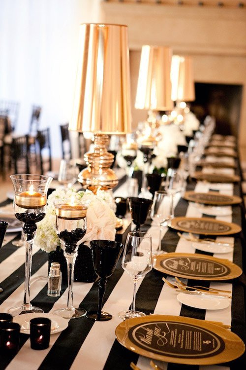 Black and Gold Wedding Decor Beautiful Glamorous Black White and Gold Wedding with Sequin Bridesmaid Dresses