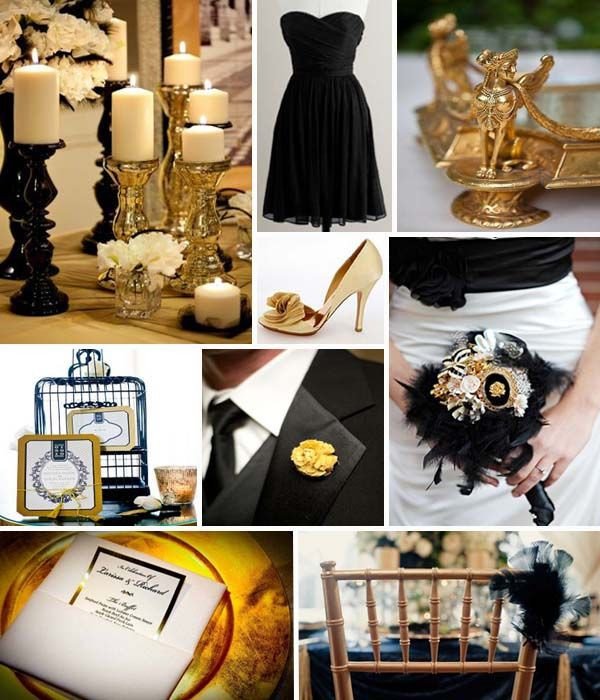 Black and Gold Wedding Decor Elegant Swashbuckle the Aisle High Glamor Inspiration A Black and Gold Wedding