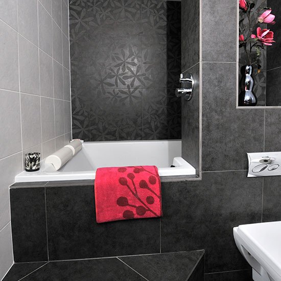 Black and Gray Bathroom Decor Inspirational Bathroom with Black and Grey Tiles Bathroom Decorating