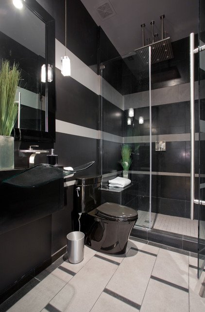 Black and Gray Bathroom Decor Inspirational Black and Gray Striped Contemporary Bathroom Contemporary Bathroom Phoenix by Chris