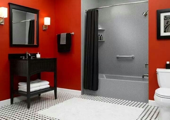 Black and Gray Bathroom Decor Luxury Red Black Gray &amp; White Bathroom Decor Pinterest