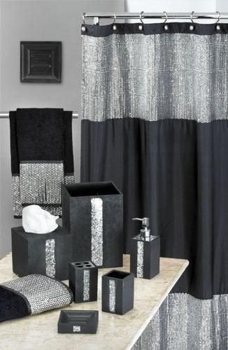 Black and Silver Bathroom Decor Elegant Vegas Style Bathroom Caprice Black Shower Curtain W Sequins Wooohoo • Home Decor