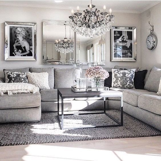 Black and Silver Home Decor Inspirational Living Room Decor Ideas Glamorous Chic In Grey and Pink Color Palette with Sectional sofa