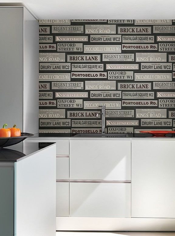 Black and Silver Kitchen Decor Lovely Black and Silver Street Signs Contemporary Wallpaper Kitchen &amp; Bath Resource Vol Iii