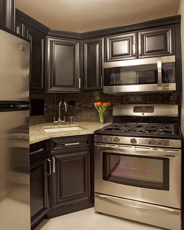 Black and Silver Kitchen Decor New Corner Sink Contemporary Kitchen Benjamin Moore Cedar Key Marie Burgos Design