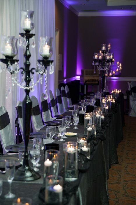 Black and Silver Table Decor Beautiful Silver Black and Purples Wedding Table Decor Detail Shots Pinterest