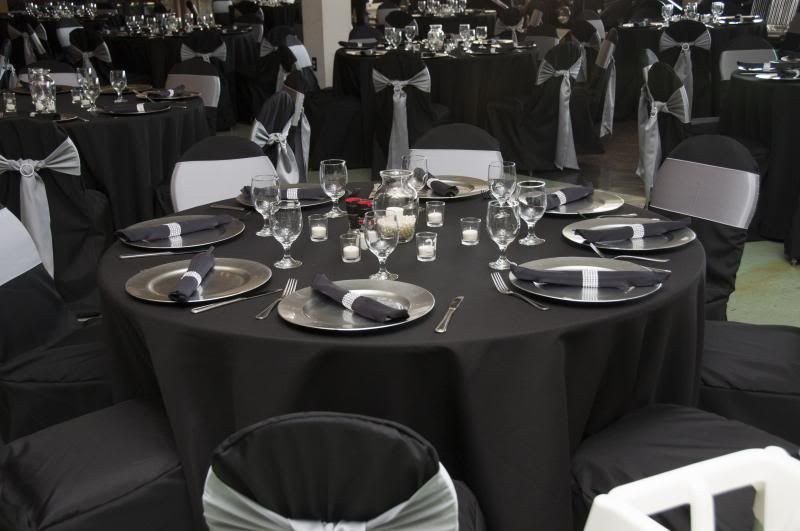 Black and Silver Table Decor Luxury Wedding Items for Sale Tablecloths Silver Chargers Candle Holders Table Decor — the Knot