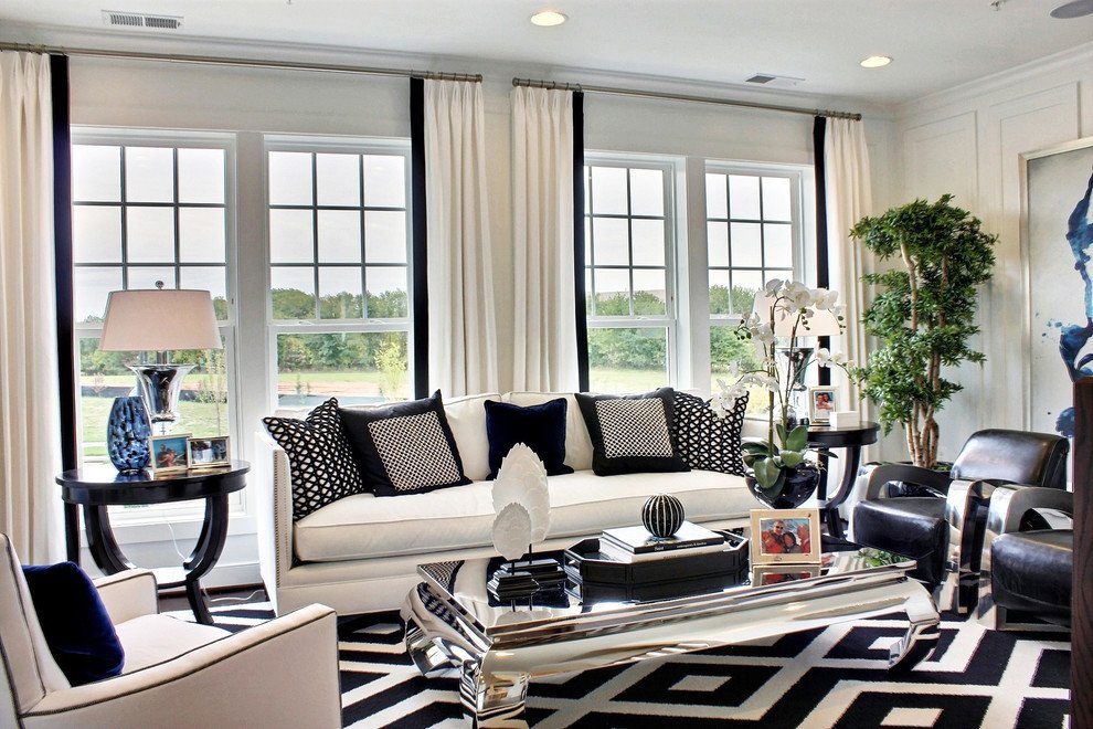 Black and white living room decoration