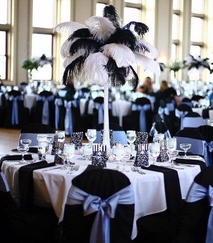 Black and White Table Decor Luxury Ostrich Feather Centerpieces How Do We Avoid the Palm Tree Look