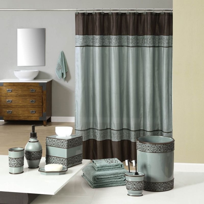 Teal and brown bath accessories Wel e Industrial Gala Blue Bath Collection from Anna s Linens