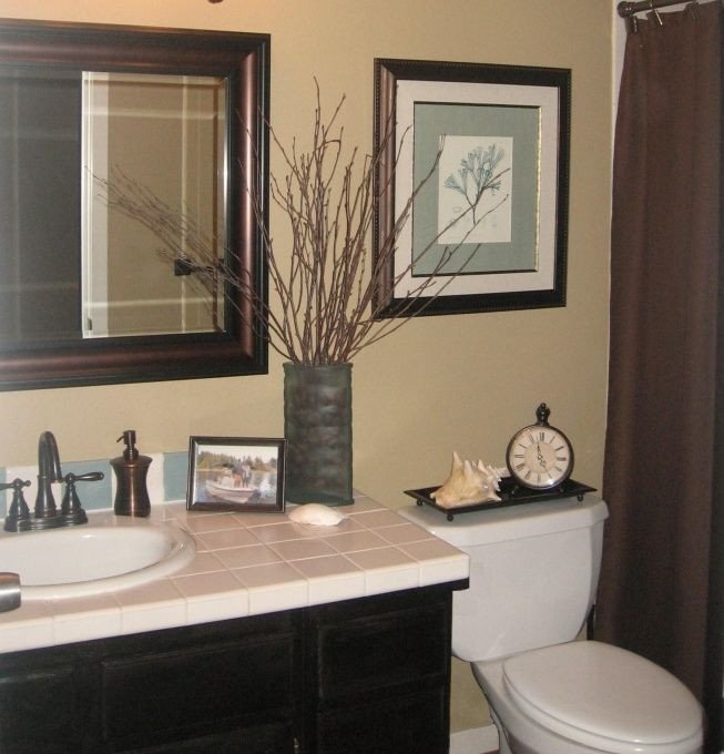 Blue and Brown Bathroom Decor New Quick Guest Bath Makeover total Cost $240 Chocolate Brown Blue &amp; Tan