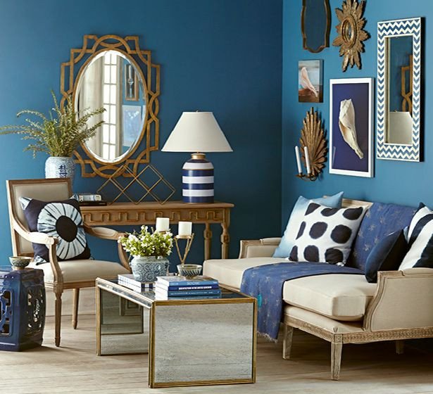 Blue and Gold Home Decor Luxury Navy &amp; Gold Living Room Wisteria Wisteria Home Decor In 2019