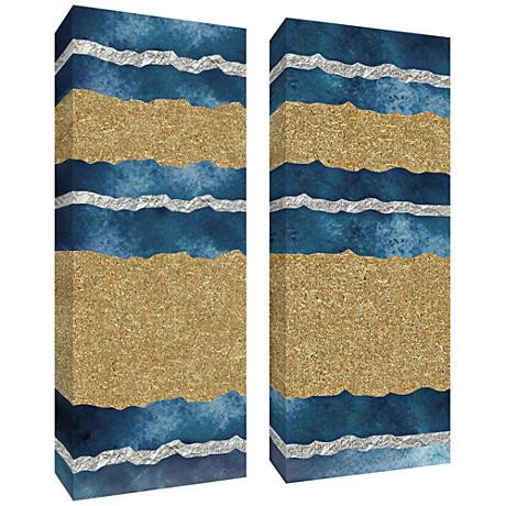 Blue and Gold Wall Decor Best Of Blue and Gold Leaf Abstract 40&quot;h 2 Piece Canvas Wall Art Set 12r02