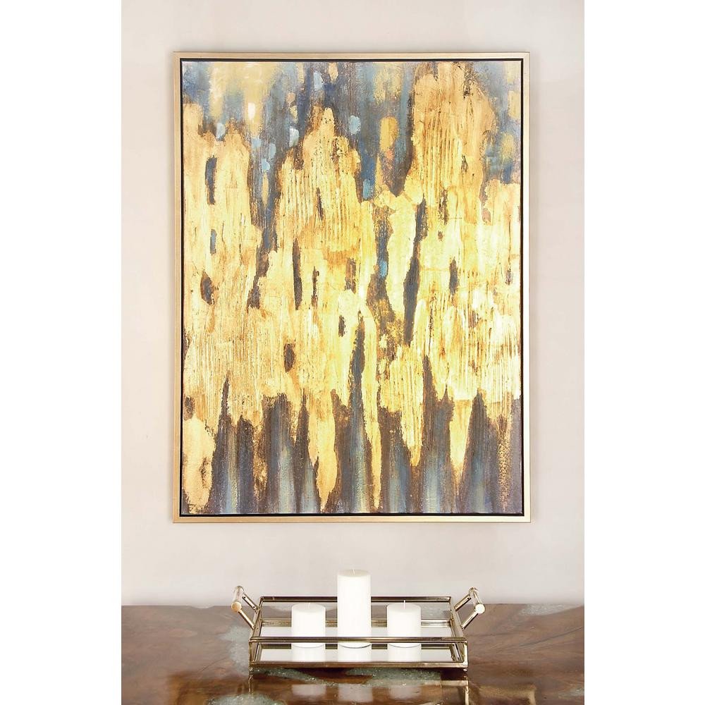 Blue and Gold Wall Decor Luxury 47 In X 36 In &quot;gold and Blue Color Field&quot; Canvas Wall Art the Home Depot