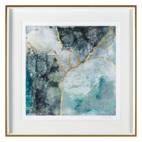 Blue and Gold Wall Decor Luxury Sea Lace 2 Blue Gold Framed Wall Art