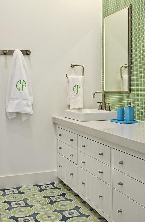 Blue and Green Kids Bathrooms Contemporary Bathroom