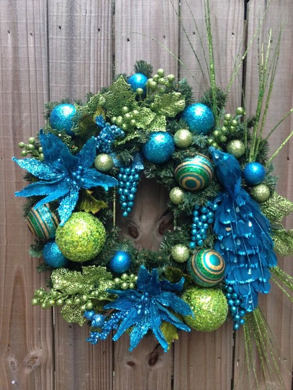 Blue and Green Christmas Decor Beautiful 56 Best Images About Peacock Feather Wreaths On Pinterest