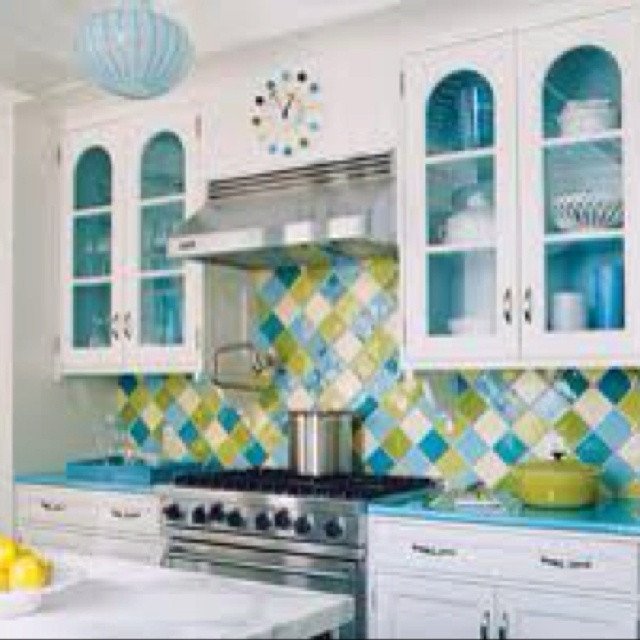 Blue and Green Kitchen Decor Lovely Aqua Blue and Lime Green Kitchen