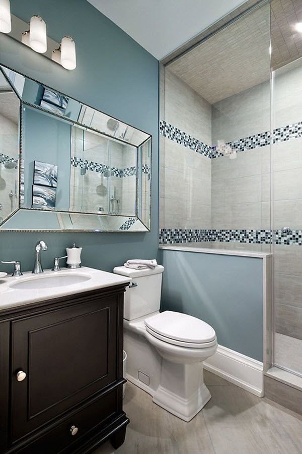 35 blue grey bathroom tiles ideas and pictures Transitional Decor