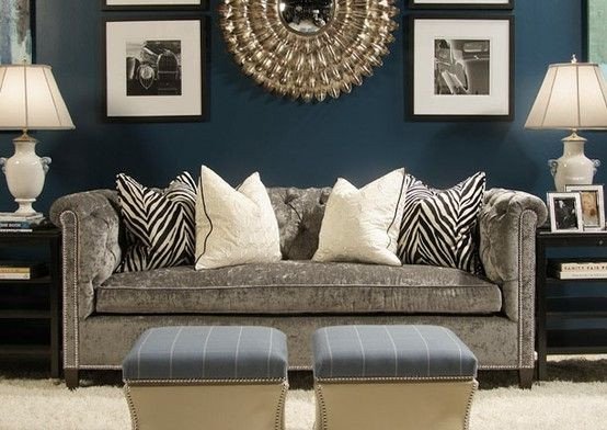 Blue and Grey Wall Decor Awesome Navy Living Room with Gray sofa I Like This with Pops Of Coral or Pink &amp; Copper