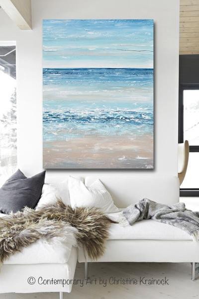 Blue and Grey Wall Decor Awesome original Art Blue Abstract Painting Textured Beach Coastal Decor – Contemporary Art by