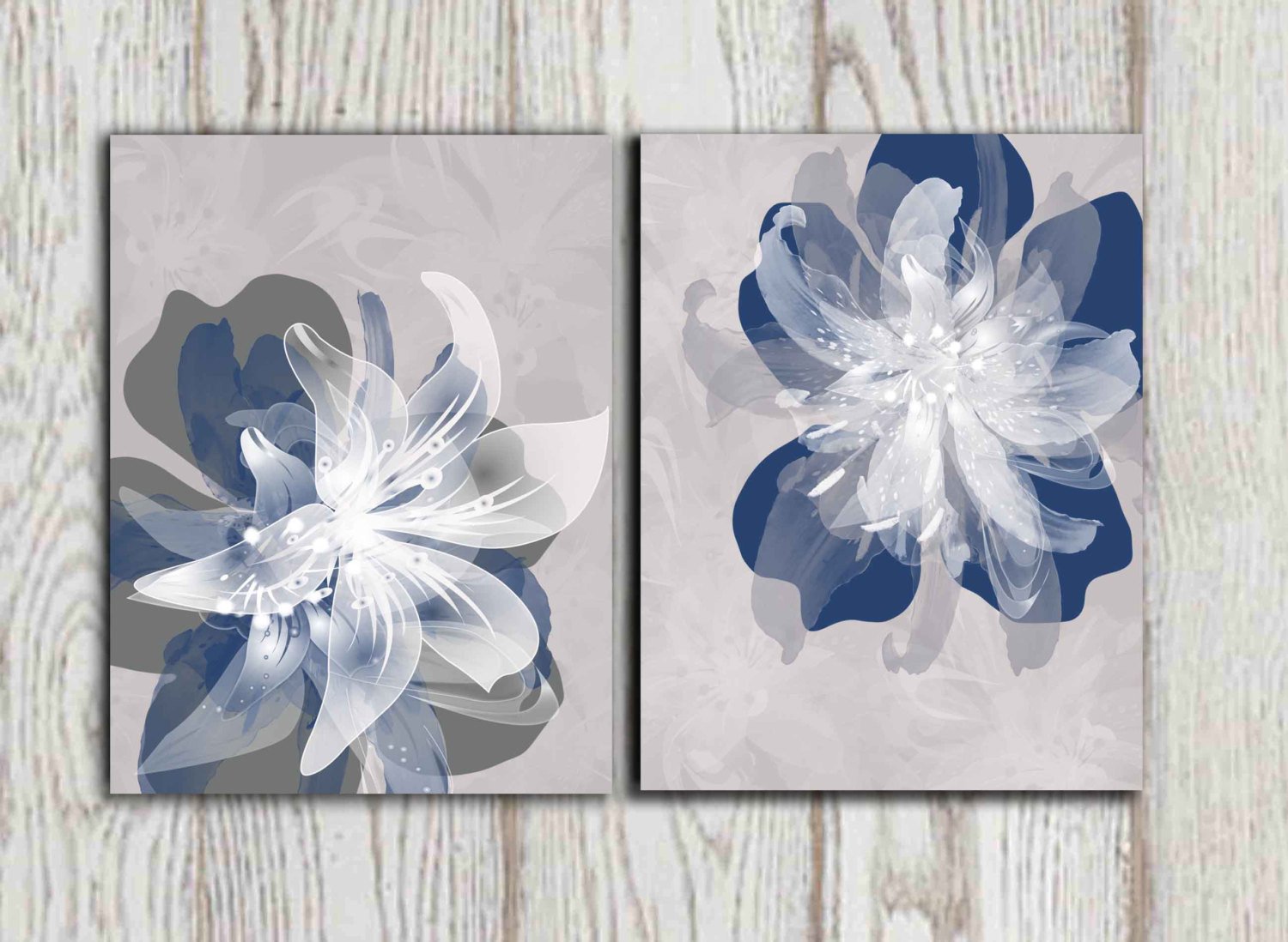 Blue and Grey Wall Decor Beautiful Navy Blue Gray Flower Wall Art Prints Poster Print