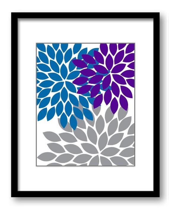 Blue and Grey Wall Decor Inspirational Purple Blue Grey Wall Decor Flower Print Chrysanthemum Flowers