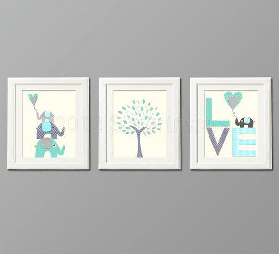 Blue and Grey Wall Decor Lovely Grey and Blue Teal Nursery Art Print Set Kids Room Decor