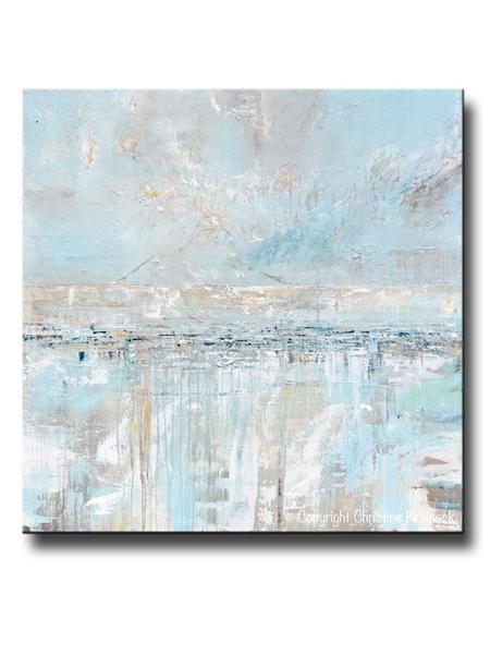 Blue and Grey Wall Decor Unique original Art Abstract Painting Blue Grey Textured Coastal Wall Decor – Contemporary Art by Christine