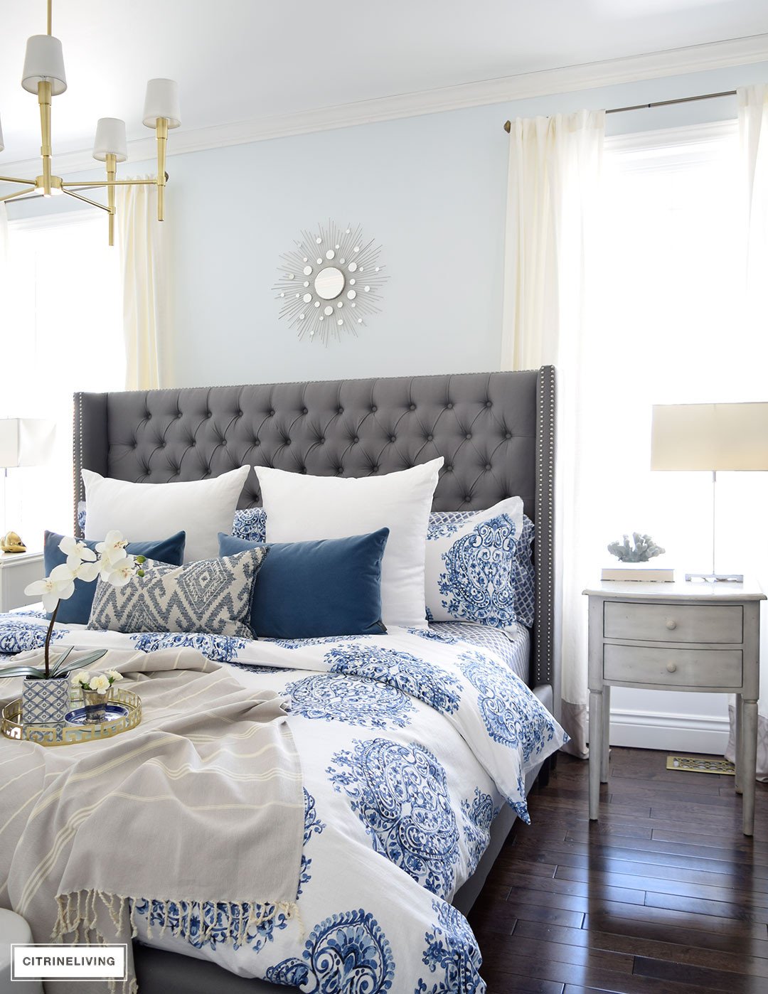 Blue and White Bedroom Decor Unique Citrineliving Spring In Full Swing Home tour 2017