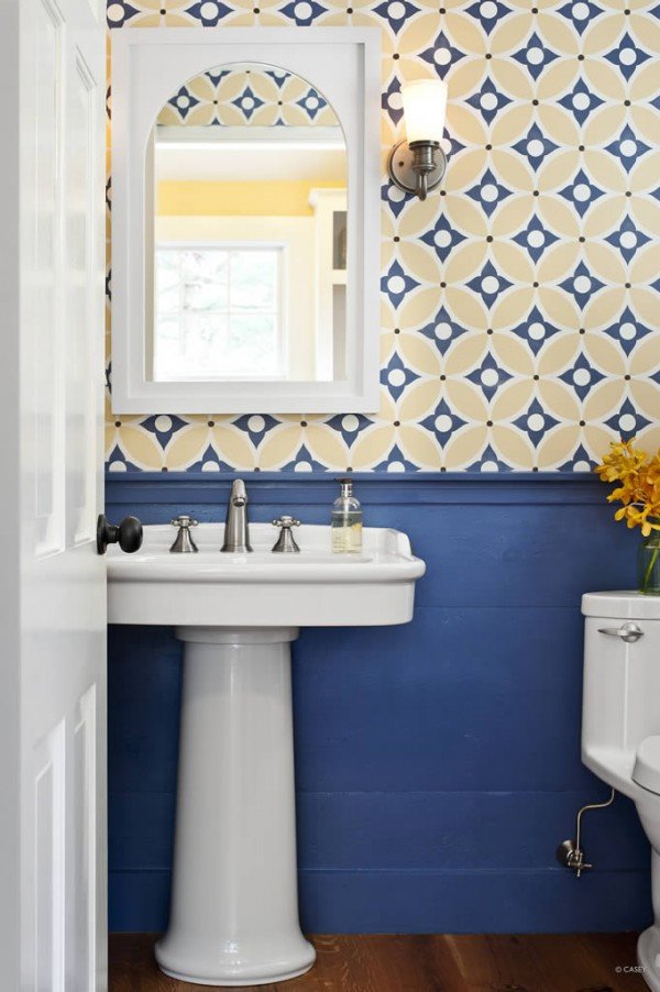 Blue and Yellow Bathroom Decor Elegant Wallpaper for the Powder Room the Inspired Room